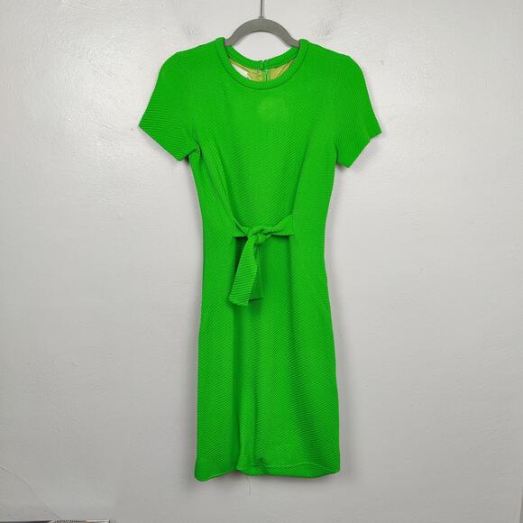 Vintage‎ 60s Bobbie Brooks Dress Womens XS Lime Green Tie Waist Mod Retro FLAWS - Picture 1 of 10